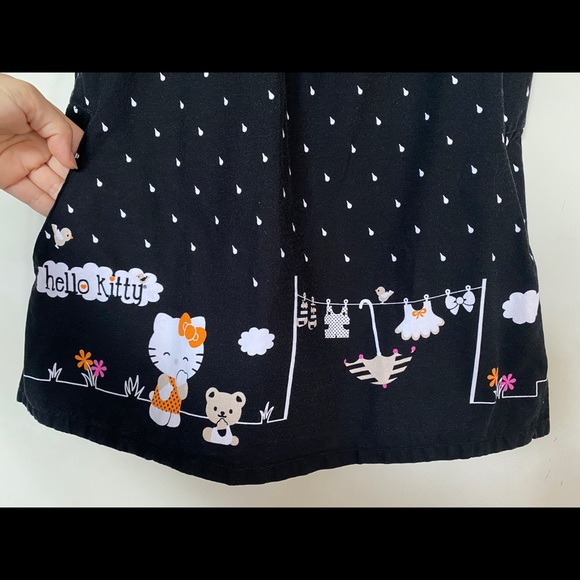 Sanrio Hello Kitty Women’s Black Polka Dot Pockets 100% Cotton Top Blouse XS - Picture 2 of 7